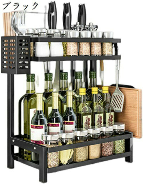 調味料棚キッチン収納2段3段 防汚 防錆 防油 組み立て簡単大容量です (三段)