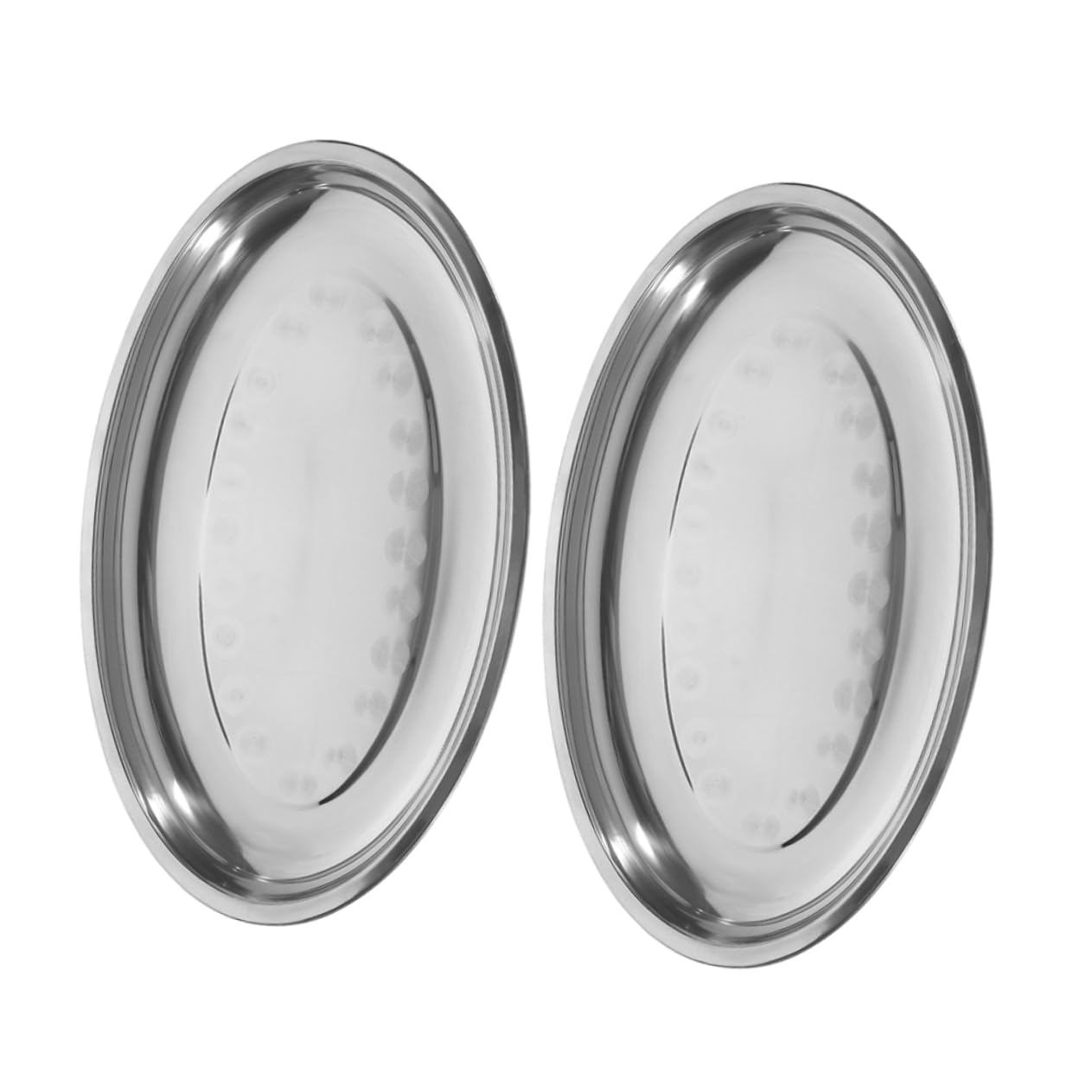 2個 楕円形 ステンレス スチール スナック トレイ 楕円形 ディナー プレート メタル サービング 大皿 ..