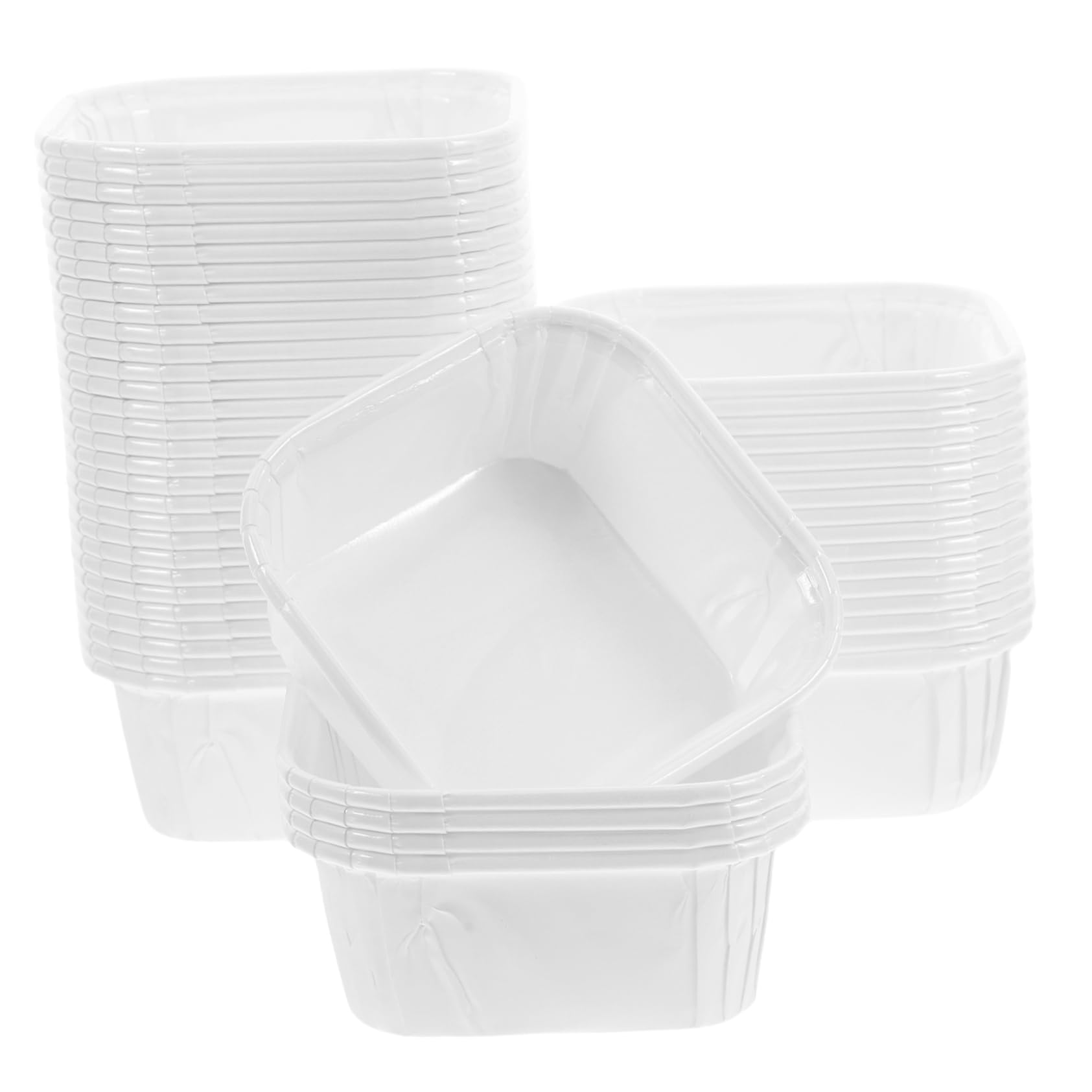 50個使い捨て 紙製ベーキングカップ クリスマス マフィン ケーキ用 スクエア型 オーブン対応 油はね防..