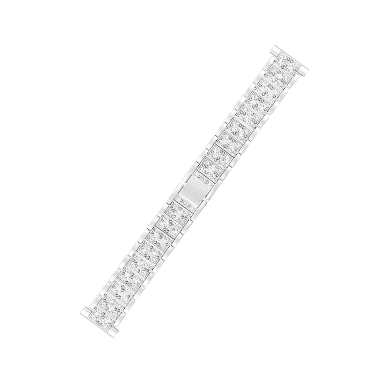 [] 対応スマートウォッチバンド メタル製 ラインストーン装飾 シルバー 耐久性高く滑らかな着用感 ウォ..