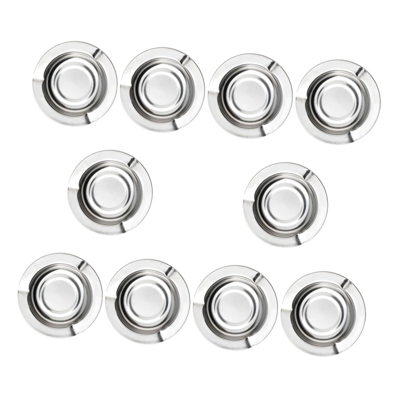 10個丸型ステンレス製灰皿 耐衝撃で長持ち 卓上用 家 オフィス 屋内外対応 シンプルか創造的なモダンデ..