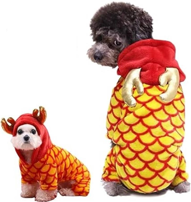 犬服 龍 ペット服 秋冬 ジャケット 着ぐるみ コスプレ ドラゴンに変身 犬用おもちゃ付き 2点セット 干..