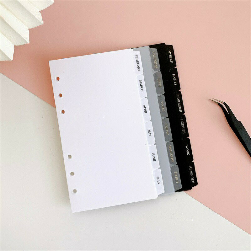 仕切カード A5 A6 インデックスカード ラベル付き PP製 ファイル インデックスシート 黒 仕切りa5 防水..