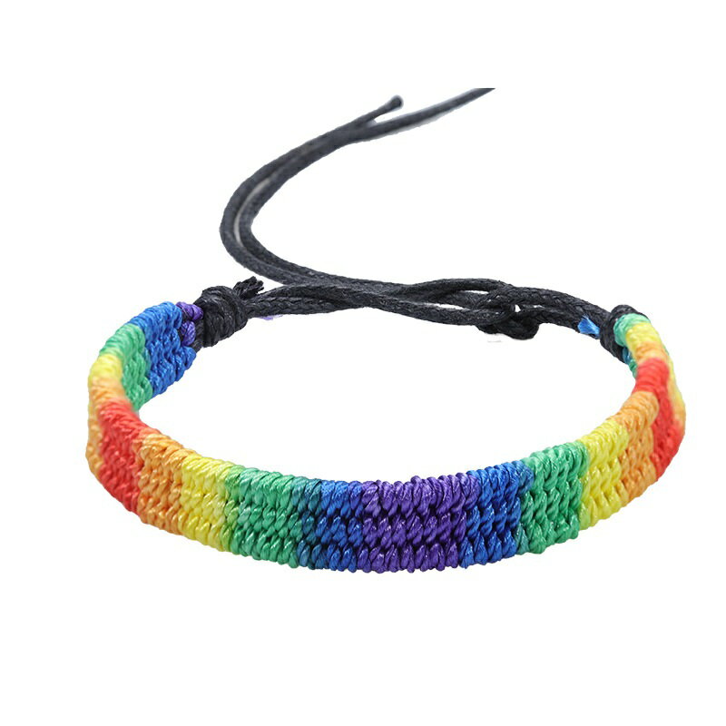 レインボー ブレスレット LGBT 虹 プライドブレスレット レズビアン 装飾ブレスレット 編み込みブレスレット 調節可能なリストバンド レディース 男女兼用 2個セット
