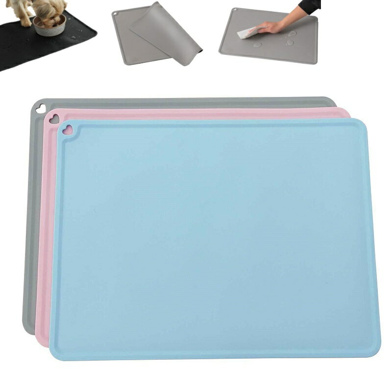 犬猫 シリコンマット お食事マット 洗える 丸洗い 汚れにくい 滑りにくい 食べこぼし 飛び散り防止 長方形 コンパクト シンプル ペット用ランチョンマット