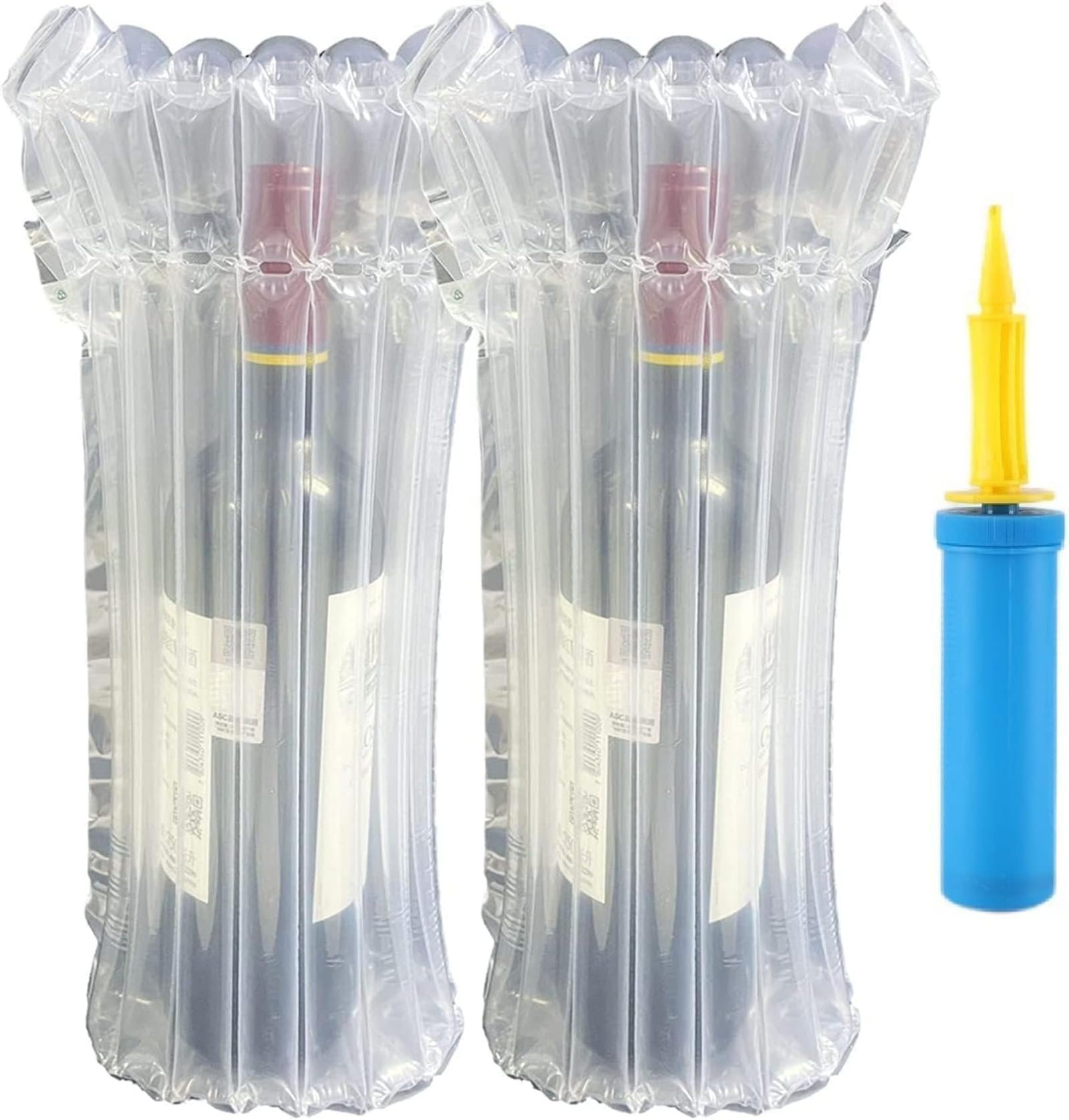 氣泡膜 - 10枚/20枚/30枚/50枚/100枚 ワイン 梱包用 エアー緩衝材 ポンプ付 エアマッスル エアパッキン エアクッション材 再利用可能エアーバック エアーポケット エアキャップ 耐久性 衝撃吸収 ボトル 梱包 包装 緩衝材 インフレータブル保護バッグ (10枚+ポンプ,1)