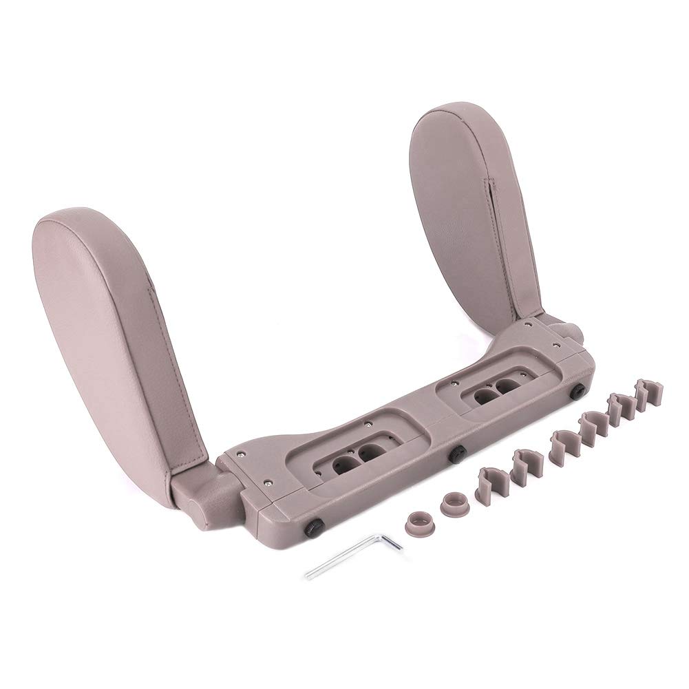 ユニバーサルカーヘッドレストヘッドサポートピロー、レザークッションシートスリーピングアクセサリー、旅行を快適にする低反発素材付き調節可能なヘッドレストピロー、180度回転デザイン。 (グレー)