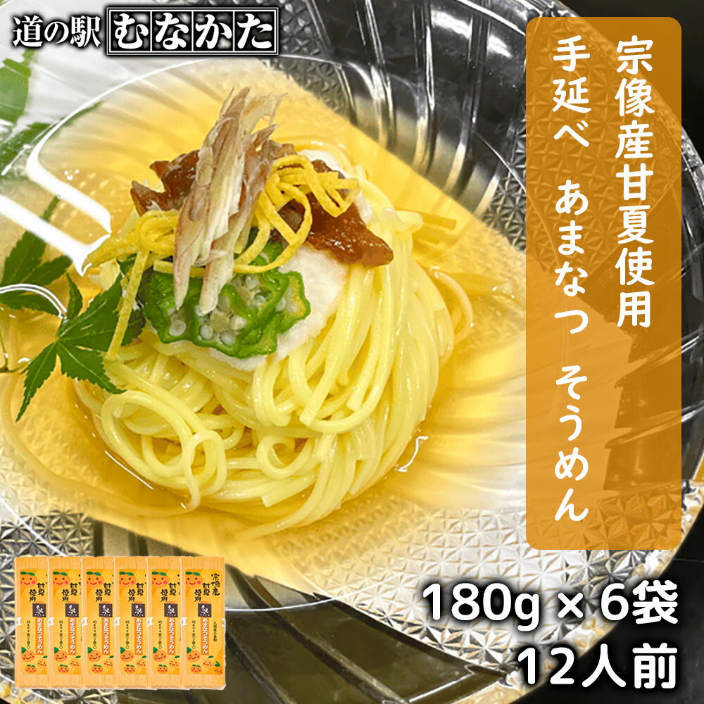お歳暮 【夏季限定】お中元 あまなつ 手延べ そうめん 素麺 180g×6袋 セット 1080g 12人前 宗像産 甘夏使用(麺のみ 乾麺) 甘夏生地 練り込み ギフト お歳暮 九州 福岡 お取り寄せ グルメ にゅうめん にゅう麺 流しそうめん 送料無料