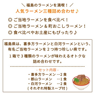 みちのくの里オンラインショップ 【2箱セット】福島の三大ラーメン 5食入 1箱(喜多方市×2食・郡山市×1食・白河市×2食)×2箱 * 福島県 お土産 おみやげ お得 画像2