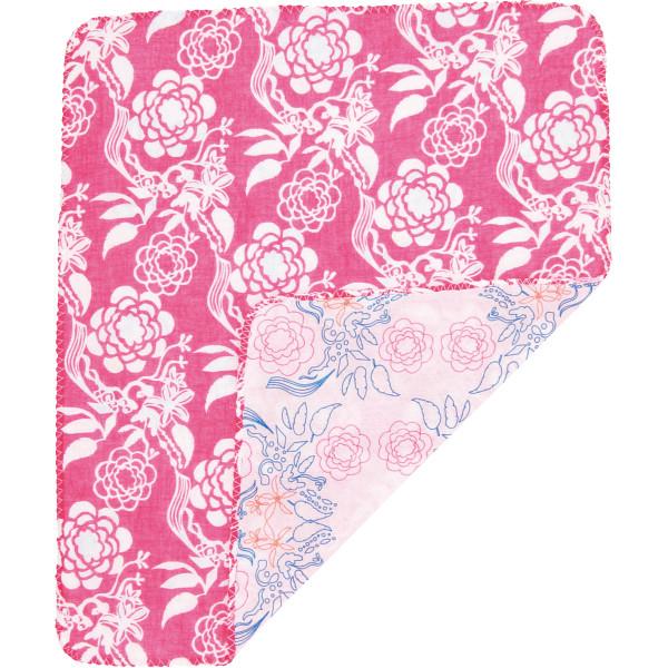 くろちく 両面ガーゼハンカチ 花レース (メール便)