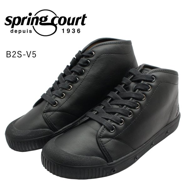 スプリングコート SPRING COURT レディース スニーカー ビーツー レザー B2 Leather B2S-V5 ハイカット ブラック/ブラック BLK/BLK