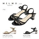 MELMO メルモ レディース サンダル バックストラップ ヒール ラメ 靴 ブラック ピンク(4)