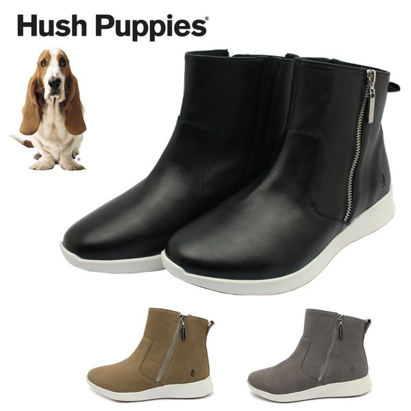 ハッシュパピー ブーツ レディース ハッシュパピー HushPuppies レディース レザー ショートブーツ スニーカー MODERN WORK ZIP BOOT 本革 3E 軽量 HW06723