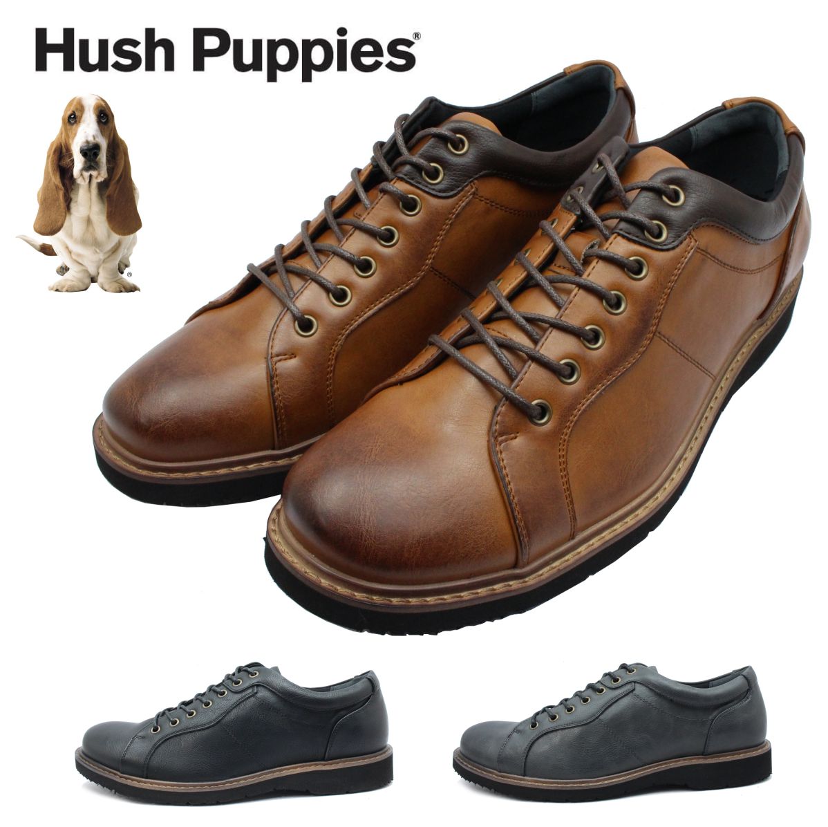 ハッシュパピー メンズ カジュアルシューズ M-7120T ウォーキング 紐 軽量 幅広3E 本革 紳士靴 Hush Puppies 7120T