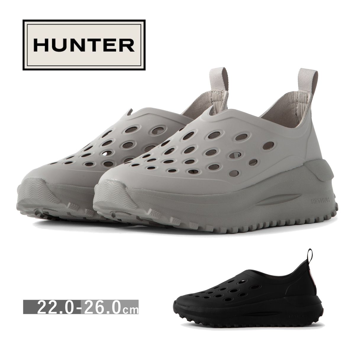 HUNTER ハンター レディース シューズ UFK 1001 EVA UNISEX TRAVEL FLOW SHOE ユニセックス トラベル フロー シュー スリッポン サンダル 靴 黒 ブラック スティール