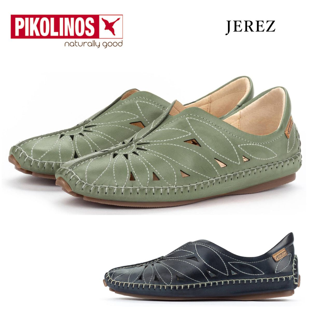 ピコリノス PIKOLINOS レディース ドライビングシューズ スリッポン パンチング PK-611 本革 ゴム レザー JEREZ 578-7399 スペイン