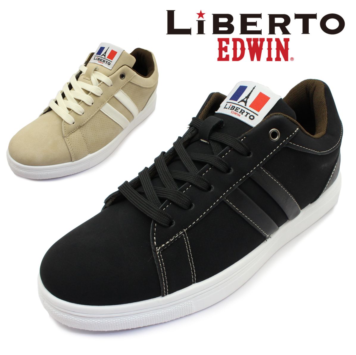 リベルトエドウィン LIBERTO EDWIN メンズ スニーカー L83088 コートスニーカー 83088 靴 シューズ ブラック ベージュ