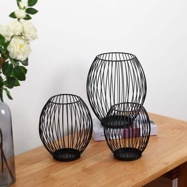 新作 人気 キャンドルスタンド 黒のカゴ風 モダン ホルダー スタンド キャンドルホルダー