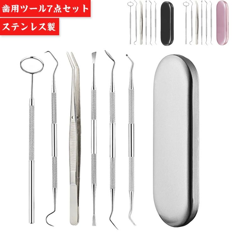 歯石と 自宅用 歯石除去 歯科ツールセット ステンレス製 歯石取り 虫歯 スケーラー 6点セット プロ仕様 歯垢 ヤニとり 歯石取り