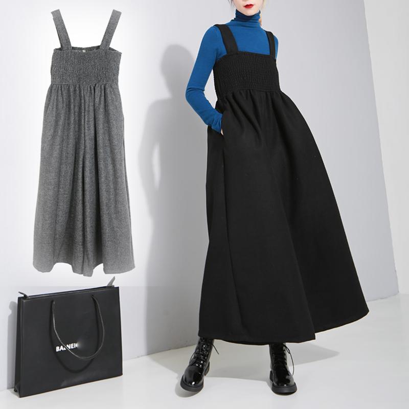 ワ ロングパンツ レディース ジャンパースカート グレー ブラック 厚手 レディース...