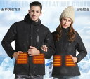 モバイルバ 3枚ヒーター内蔵 通気 防寒 バイクウェア スキーウェア おしゃれ マウンテンジャケット ヒータージャケット 防風防寒
