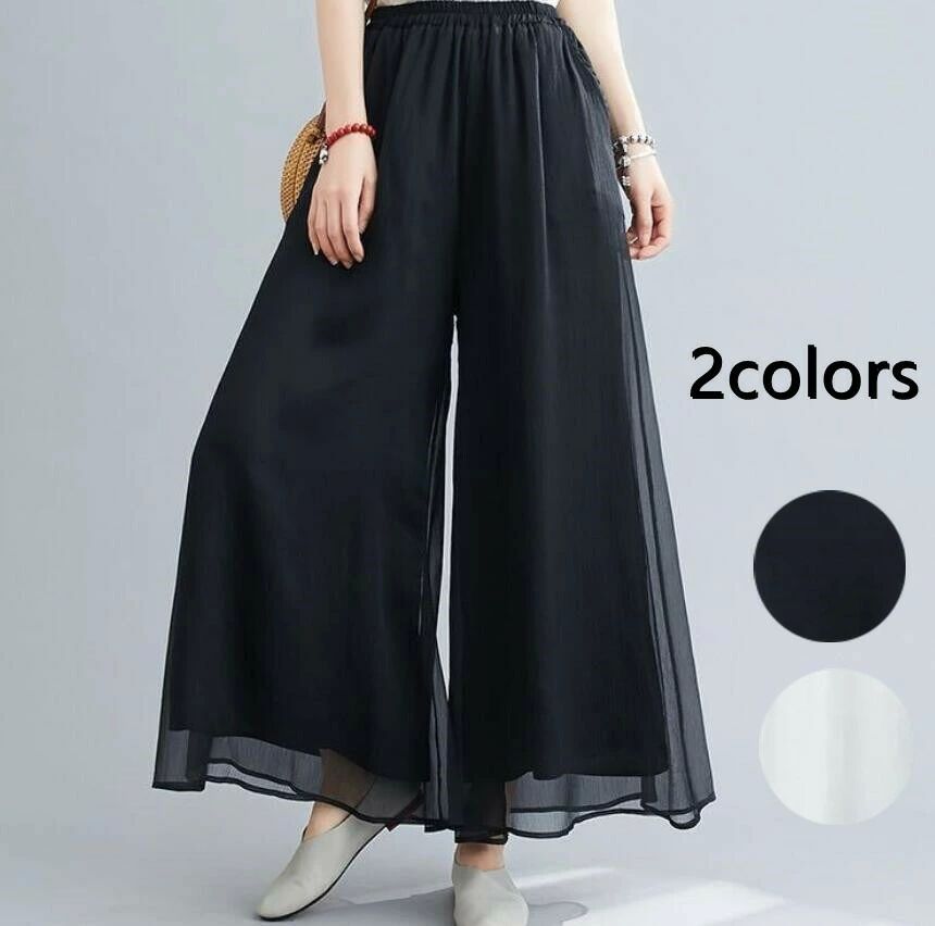 ボトムス レディース ロング 秋 夏 春 体型カバー フレアパンツ ガウチョパンツ バギーパンツ スカーチョ ワイドパンツ パンツ