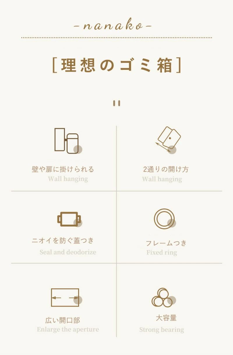 壁掛けゴ 蓋つきゴミ箱 小さい コンパクト 大容量 臭わない 蓋つき 壁かけ キッチン 蓋付き スリム 12L 8.5L ふた付き おしゃれ 2