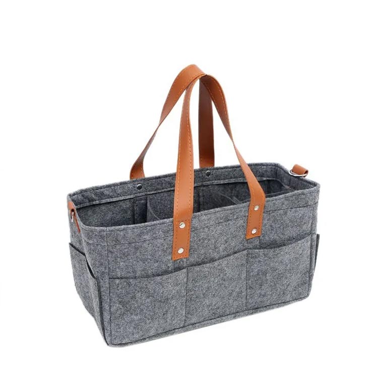 小 持ち運び おしゃれ バッグ フェルト 収納 ボックス バッグ ケース 収納 グッズ オムツストッカー おむつ 仕切り おむつ収納 3