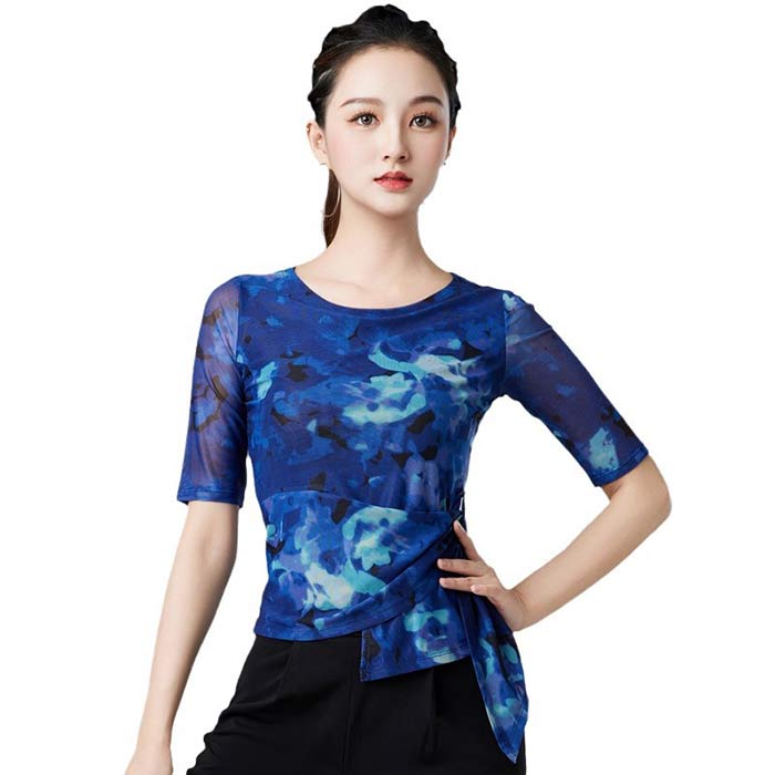 ワルツ タンゴ モダンダンス ラテンダンス レディースダンス衣装 レッスン着 長袖 五分袖 シースルー 社交ダンス衣装 トップス