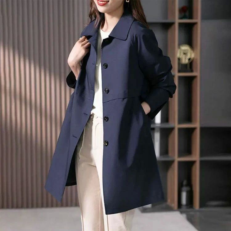 Other - 大き 通勤 カジュアル 秋服 春服 春コート ジャケット ミディアム丈 スプリングコート アウター ステンカラーコート レディース