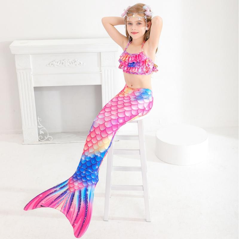 コスプ 変身 ファンタジー カラフル かわいい ビーチ プール 姫 人魚 ビキニ おしゃれ テール プリンセス マーメイド 水着 子供