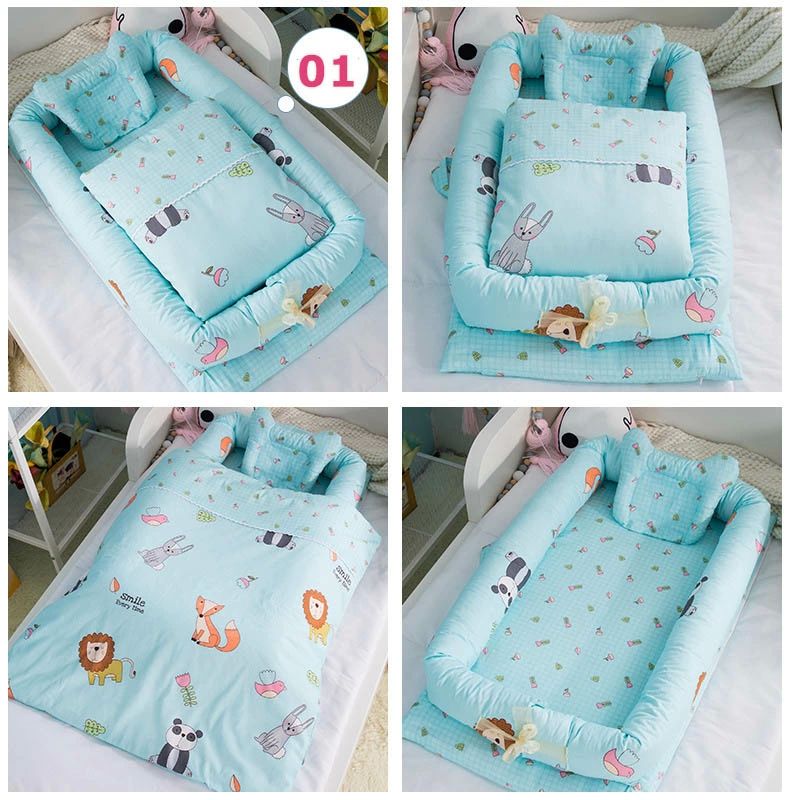 持 取り外し可能 ベビーガード 14colours 赤ちゃんベッド まくら 3点セット ベッドインベッド ベビー布団 布団/枕 ベビーベッド 2