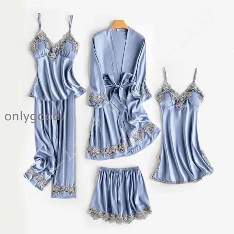 部 寝巻き ナイトウェア かわいい キャミソール ネグリジェ セットアップ セット 上下セット シルクタ..