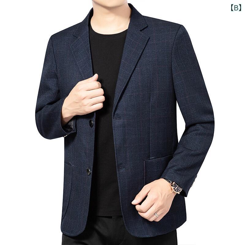 フォ お父さん トップス おしゃれ スーツジャケット エレガント ビジネス チェック柄 カジュアル メンズ シンプル スマート 中年