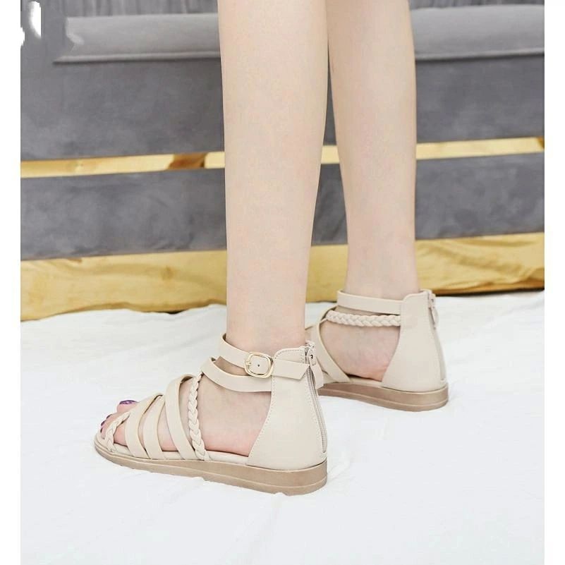 夏新作 痛くない 履きやすい ぺたんこ ローヒール フラット ストラップ アンクル 大きいサイズ レディース