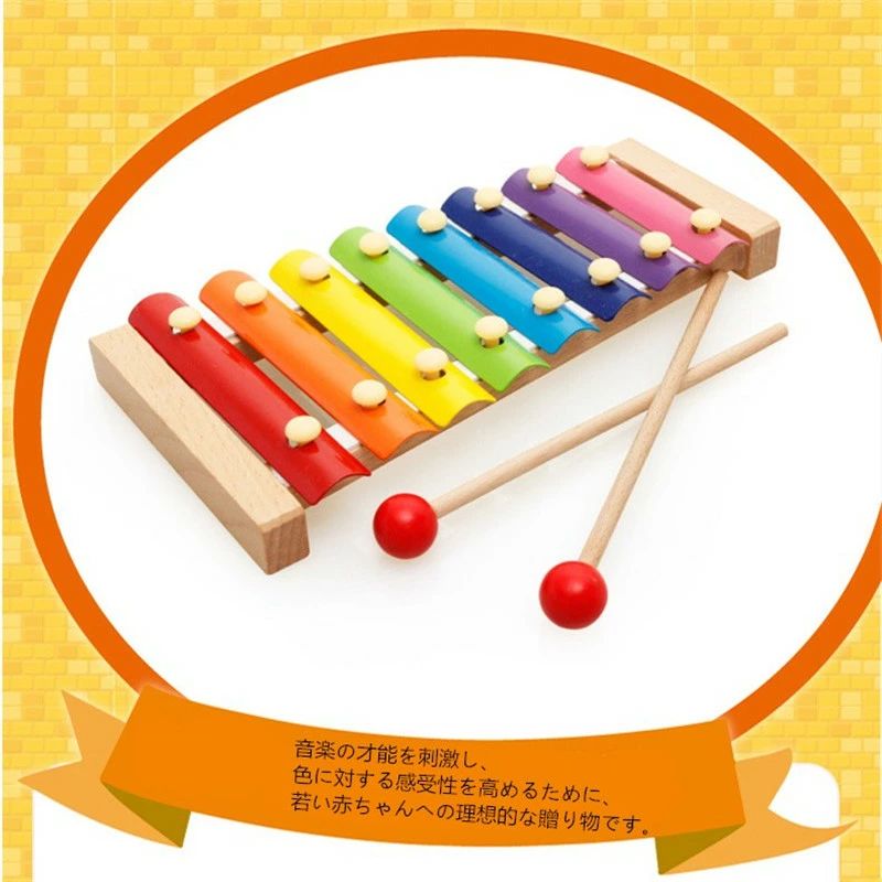 カラフル鉄琴 　パーカッション打楽器 オクターブノッキング 8ノート メタルノート　幼児用おもちゃ 音楽玩具 知育玩具 早期教育