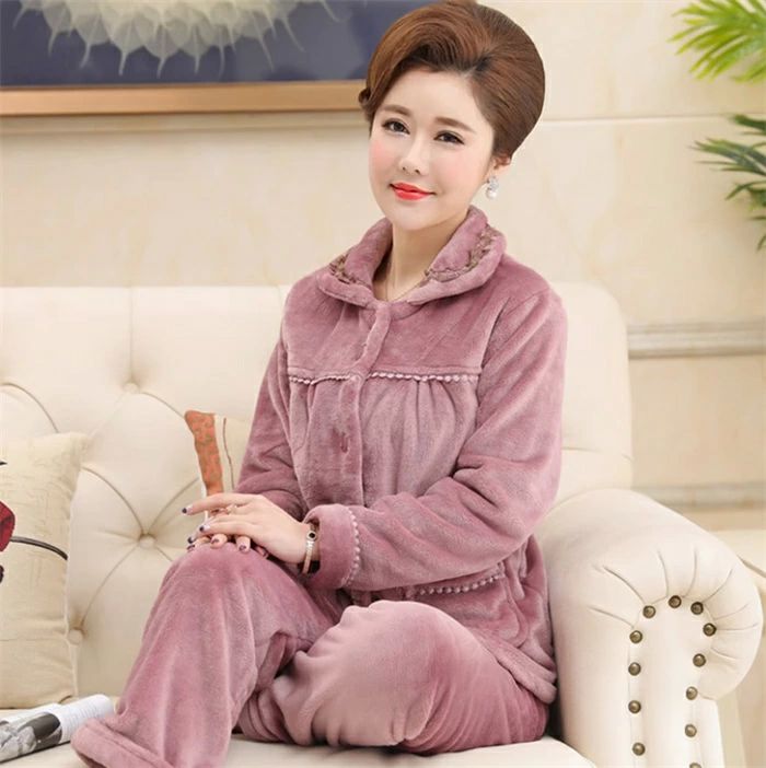 上下セットもこ 祖母 婦人 おばあちゃん 部屋着 カーディガン 長袖 前開き 裏起毛 レディース パジャマ 冬 シニア ルームウェア