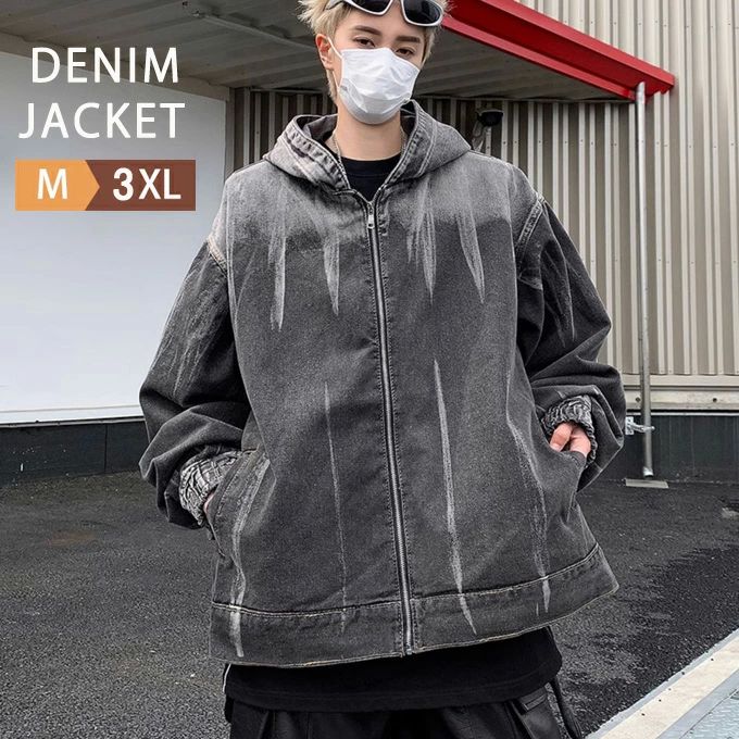 ゆ 50代 40代 30代 20代 アウター 長袖 ウォッシュ加工 大きいサイズ ワークジャケット フード付き メンズ ジャケット ブルゾン