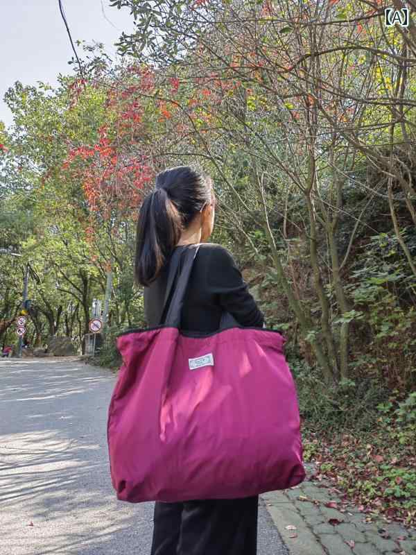 ブ エコフレンドリー 式 折りたたみ ショルダーバッグ バッグ ショッピング 巾着 無地 大きい 横長の ハンドバッグ トートバッグ