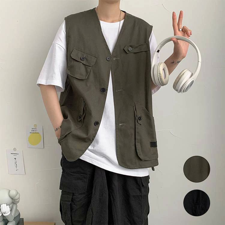 着 おしゃれ 仕事 通勤 シンプル 撮影ベスト 大きいサイズ カジュアルベスト ノースリーブ メンズベスト キャンバス 春夏 メンズ