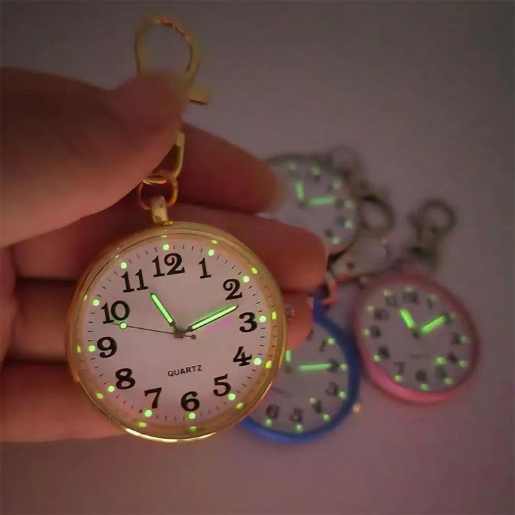 軽量 夜光 通勤 通学 懐中時計 キーリングウォッチ メンズ 可愛い 蓄光針 文字盤 レディース 子供 持ち運び 看護師 ナース時計