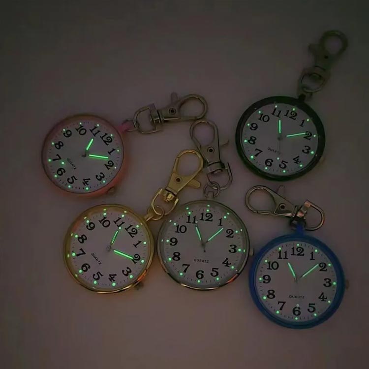 軽量 夜光 通勤 通学 懐中時計 キーリングウォッチ メンズ 可愛い 蓄光針 文字盤 レディース 子供 持ち運び 看護師 ナース時計