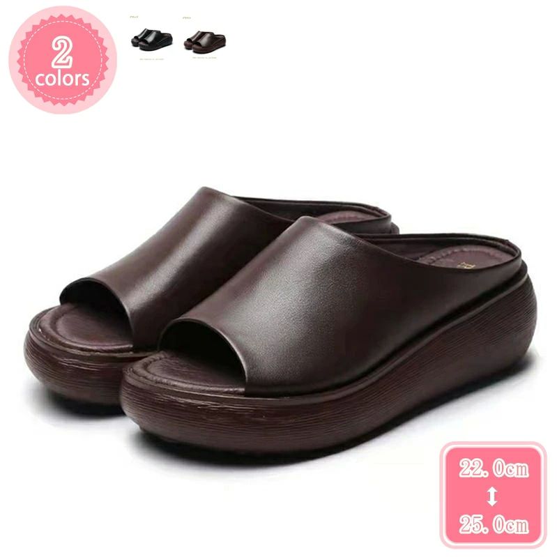 オフ スリッパサンダル 厚底 5.5cmヒール つっかけ サボサンダル ウェッジソール 軽量 歩きやすい レディース ミュール サンダル