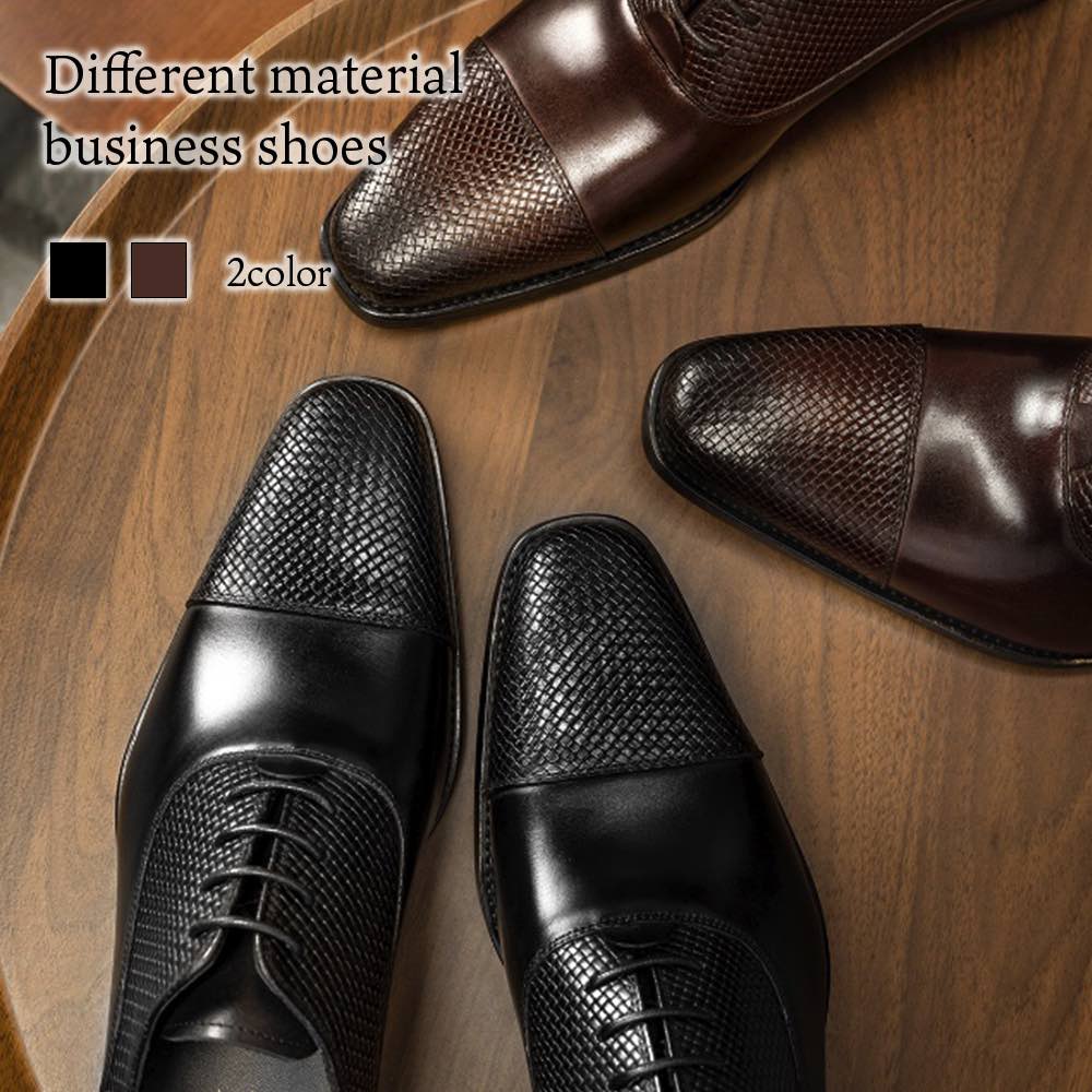 ウォ ON ショートブーツ ストレートチップ 防水 靴 夏 紐 走れる 春 滑らない ブランド 人気 冬 異素材ビジネスシューズ メンズ