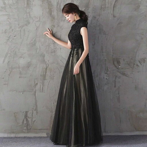 花嫁 二次会 ドレス ウエディング ウェディングドレス ノースリーブ ワンピース 詰襟 ロングドレス longdress ワンピース 結婚式
