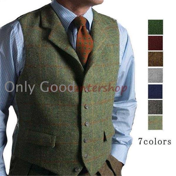 新 冬 秋 夏 春 男性用 カジュアル 卒業式 紳士 結婚式ベスト ビジネス 細身 チェック Vネック スリム ジレベスト スーツベスト(4)