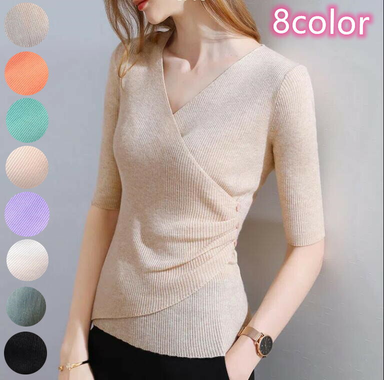大きいサイズ アウター オフィス 厚手 無地 カットソー プルオーバー クロスニット Vネック 長袖 セーター トップス レディース