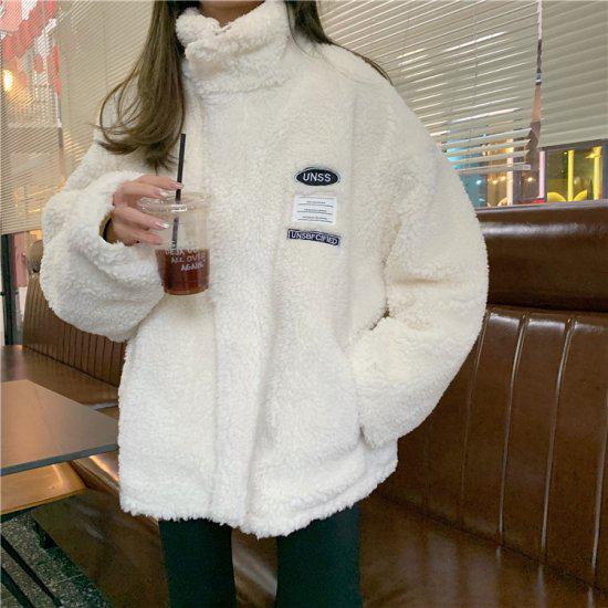 暖か ふわふわ モコモコ もこもこ ハイネック ワンサイズ リバーシブル アウター ブルゾン ジャケット ボアブルゾン レディース