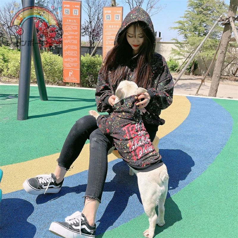 ご主 中小型犬 ワンチャン服 お出かけに ドッグウェア 犬服親子 長袖 パーカー 春秋服 ペット用品 ペット親子お揃い ペット親子