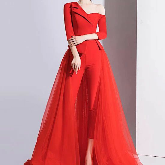 ウエ エレガント ステージ衣装 結婚式 レディース 演奏会 発表会 パンツドレス シンプル 無地 アシンメトリー バックコンシャス